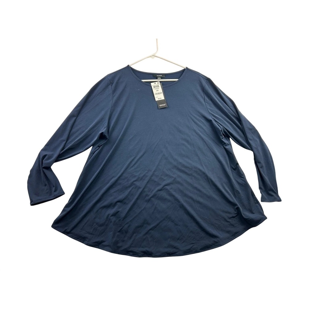 Alfani Elements Solid Tunic Top 2X Modern Navy Long Sleeve Stretch Minimalist
